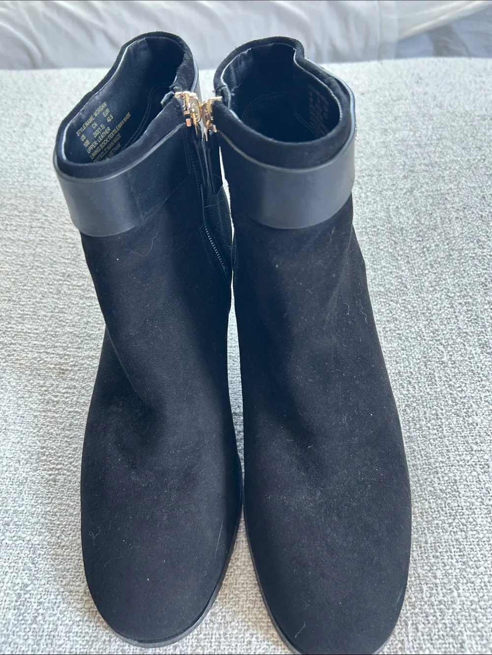 kate spade Black Suede Ankle Booties with Leather Trim